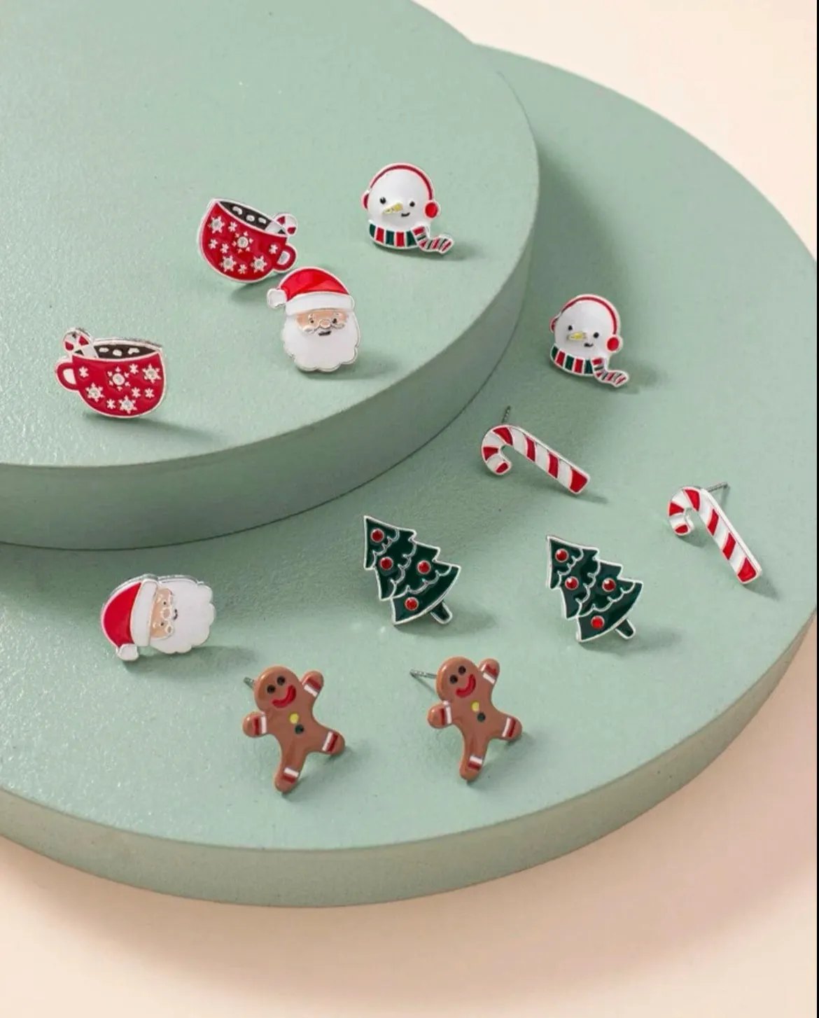 Set of 6 Pairs of Christmas Studs