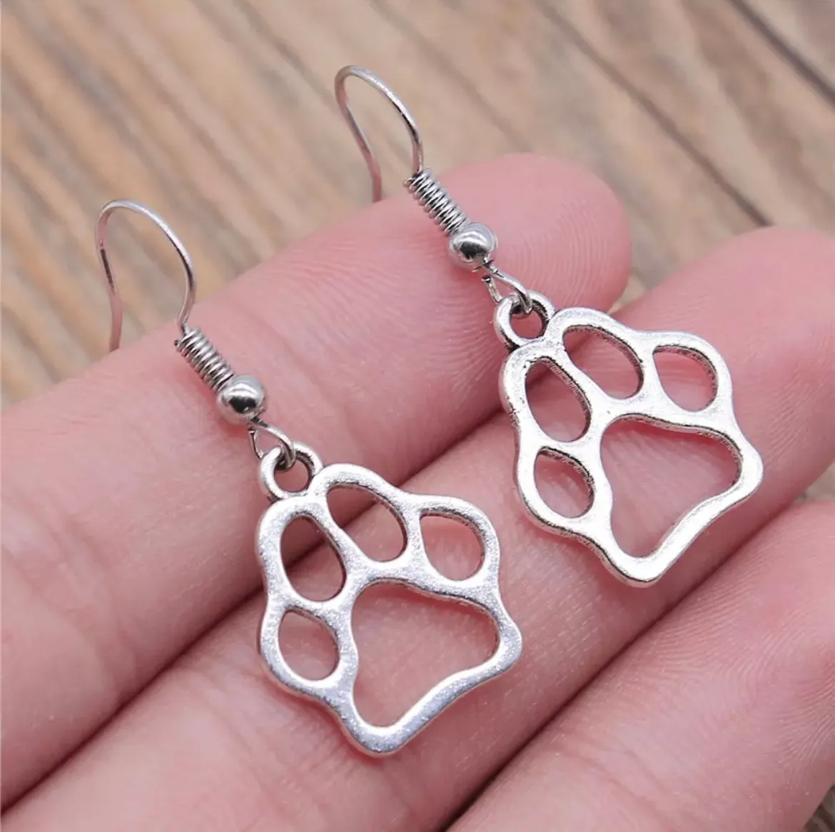 Silver Paw Print Earrings