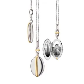 Slim Oval "Tess" Two-Tone Locket Necklace