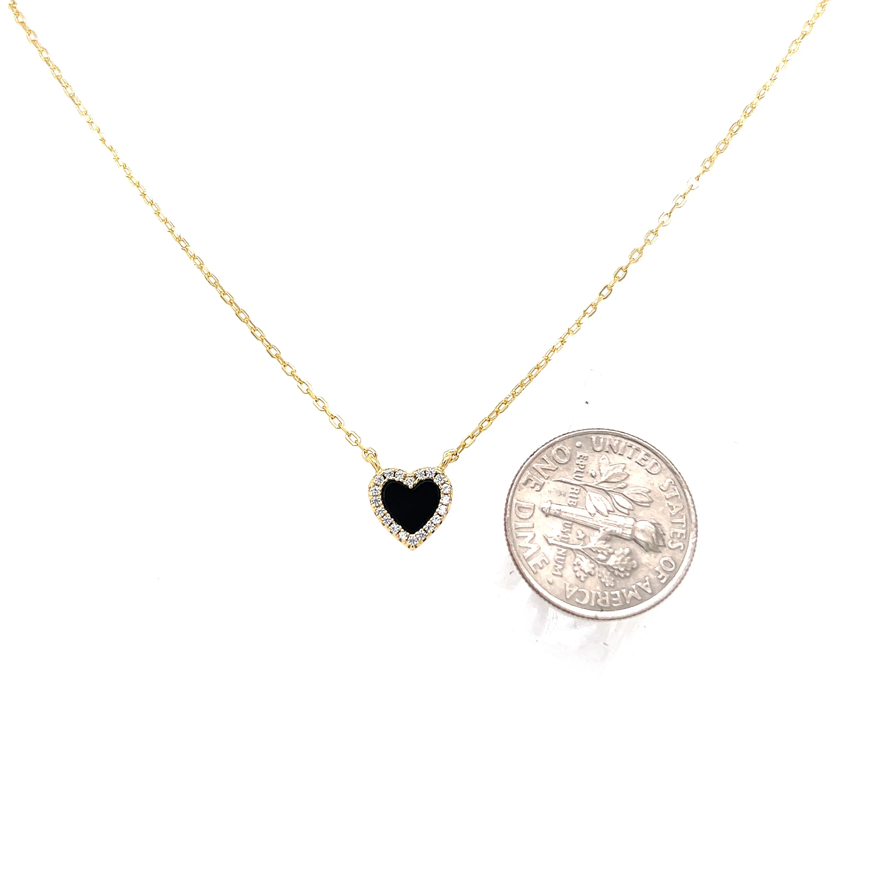 Small Mother of Pearl Heart Necklace with CZ Halo