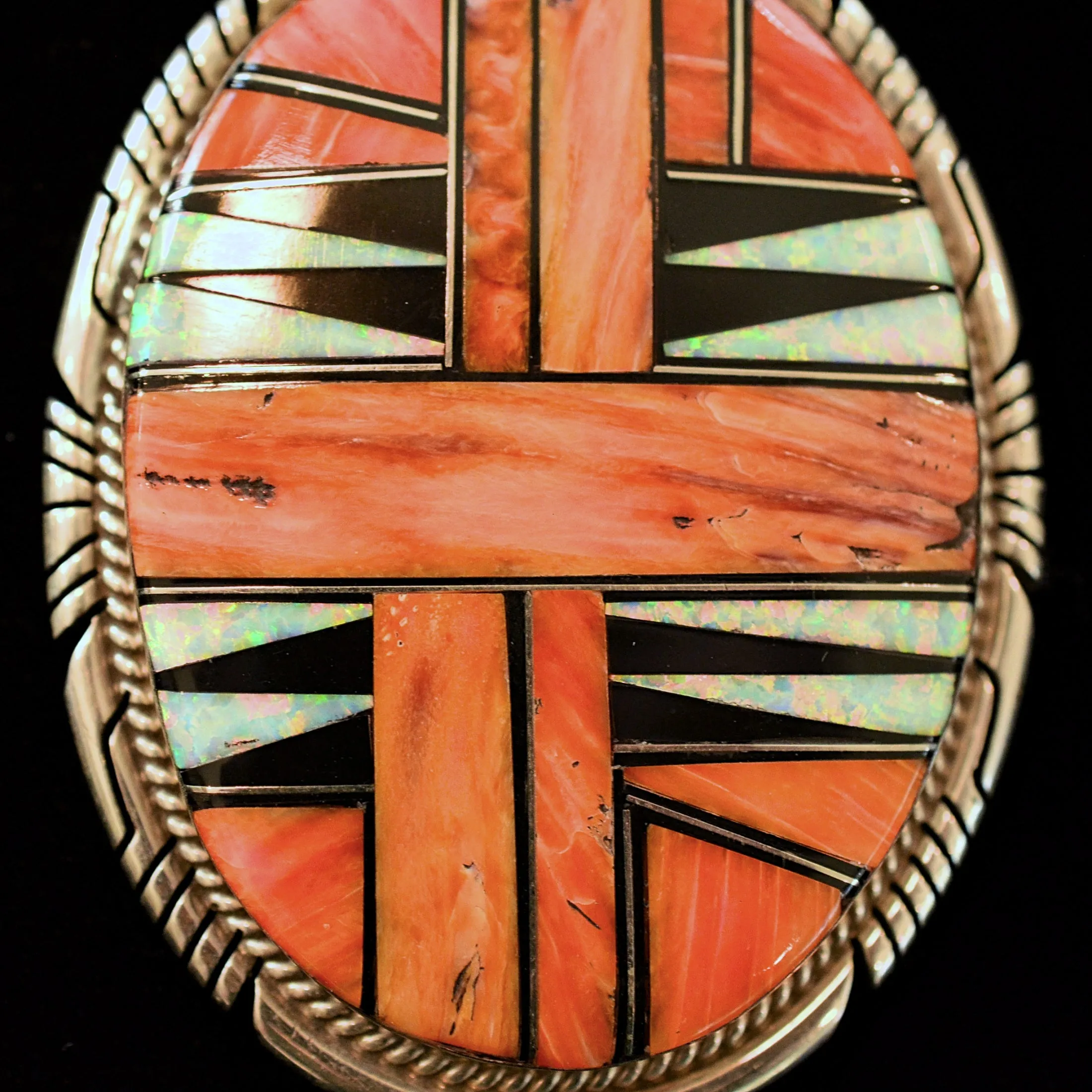 SOLD Elouise Kee Navajo, Large Sterling Inlaid Pendant