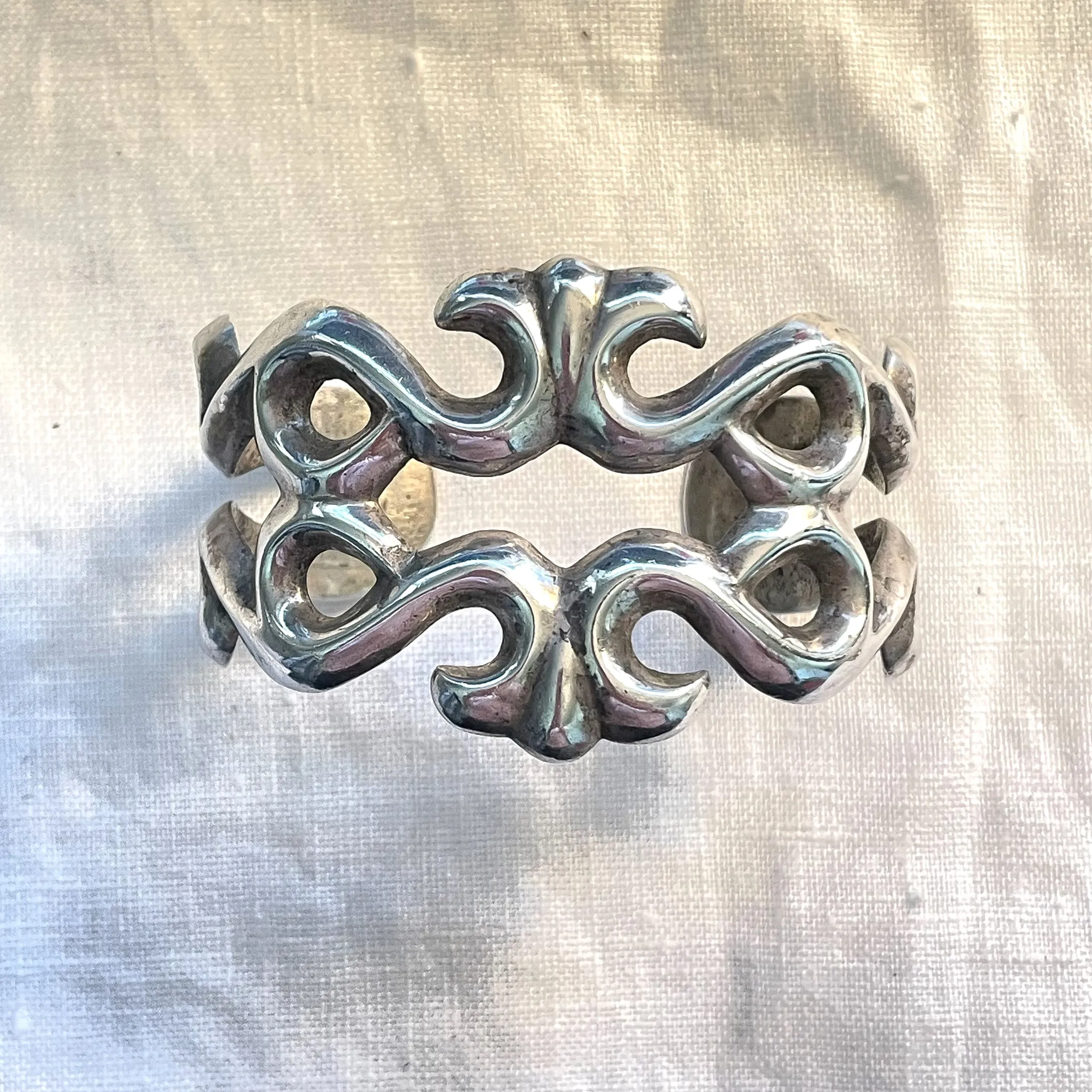 SOLD Old Pawn Navajo Sandcast Sterling Bracelet, Native American Cuff 68.2G