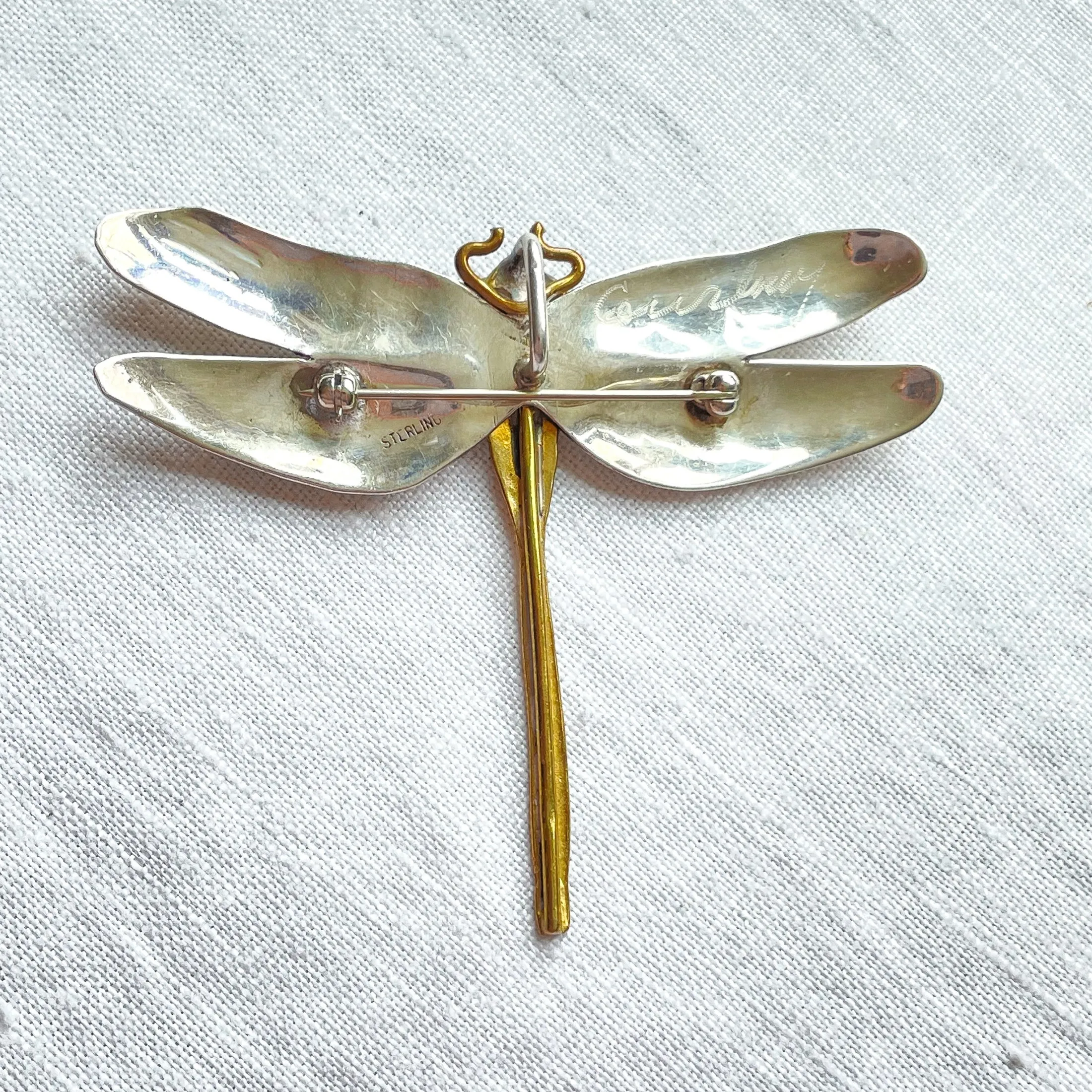 SOLD Vintage Courtney Peterson Sterling Silver Dragonfly Brooch/Pendant