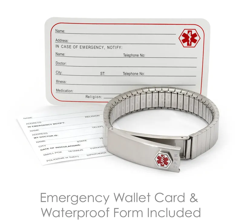 Stainless Steel Medilog™ ID Bracelet with Compartment Plaque & Expansion Band