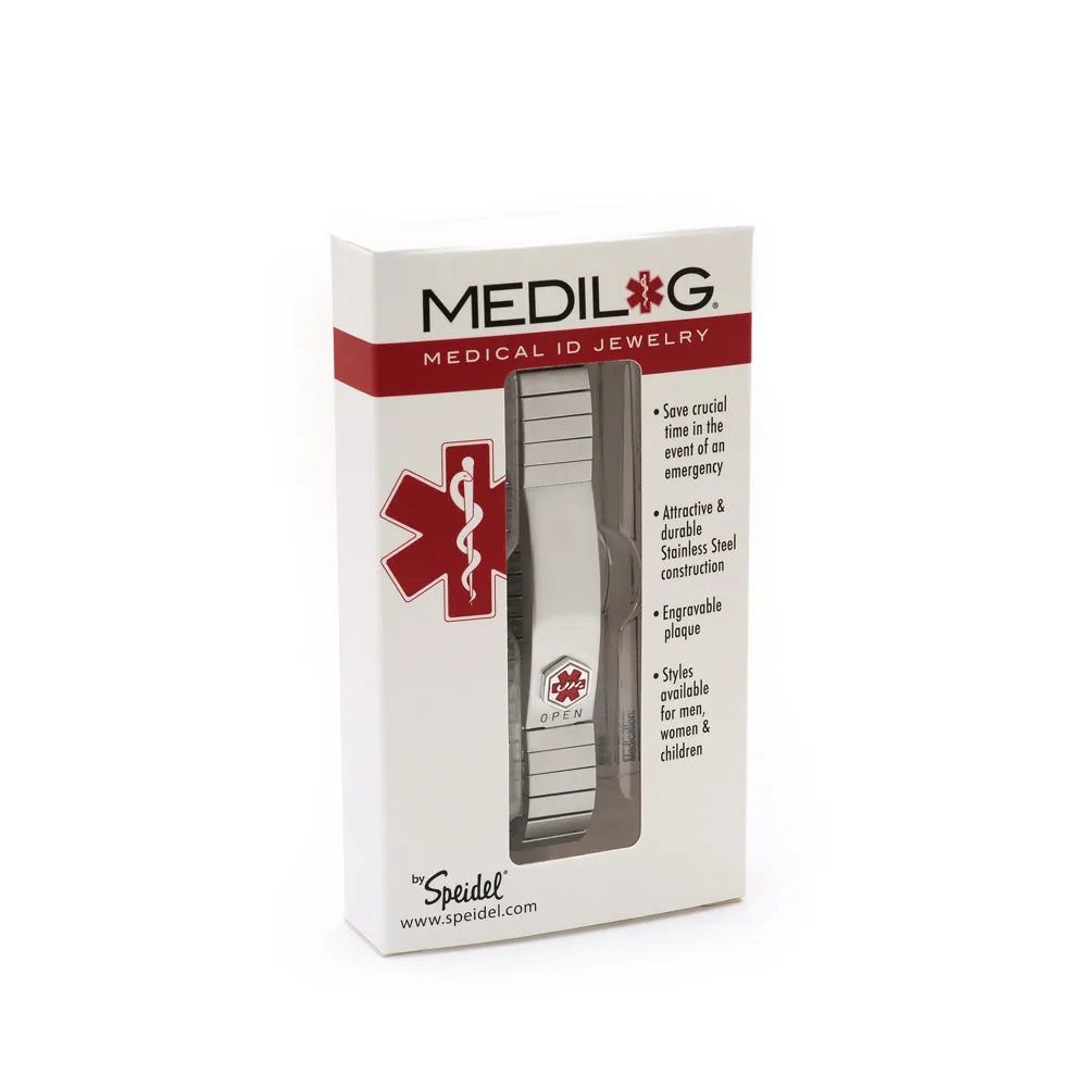 Stainless Steel Medilog™ ID Bracelet with Compartment Plaque & Expansion Band