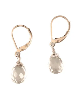 Sterling & Quartz Crystal Faceted Teardrop Earrings