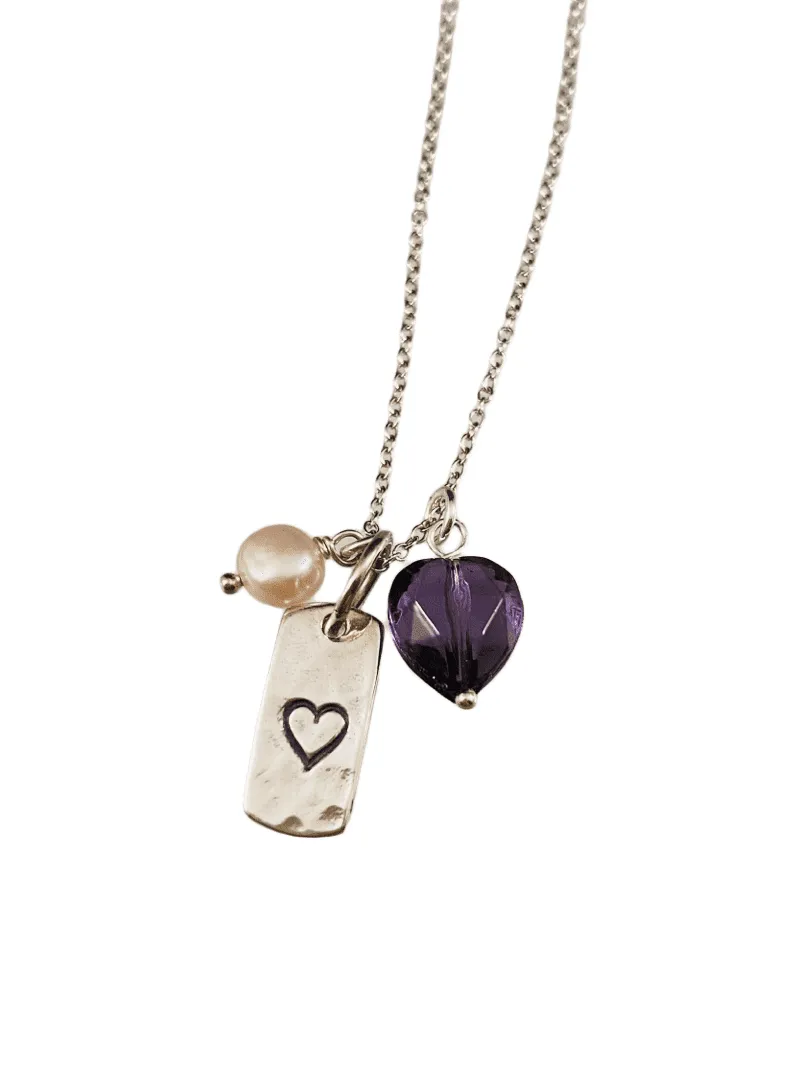 Sterling Silver Heart Tag Necklace