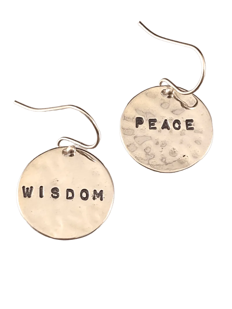 Sterling Silver Mix & Match Hammered Disc Word Earrings