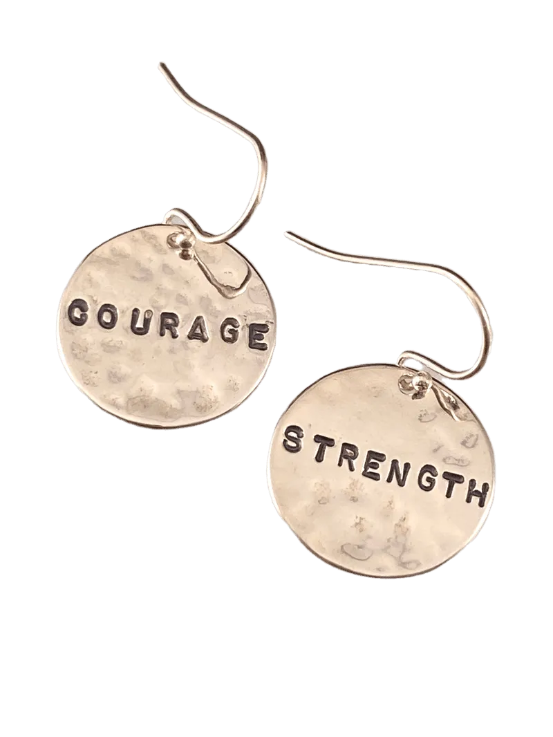 Sterling Silver Mix & Match Hammered Disc Word Earrings