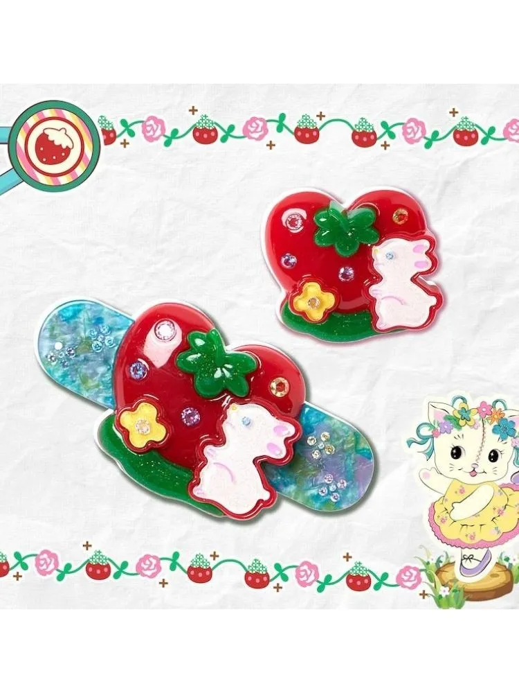 Strawberry bunny hairpin and ring【s0000003723】