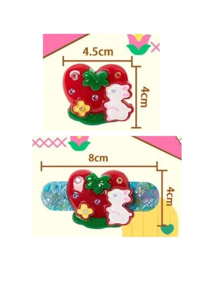 Strawberry bunny hairpin and ring【s0000003723】