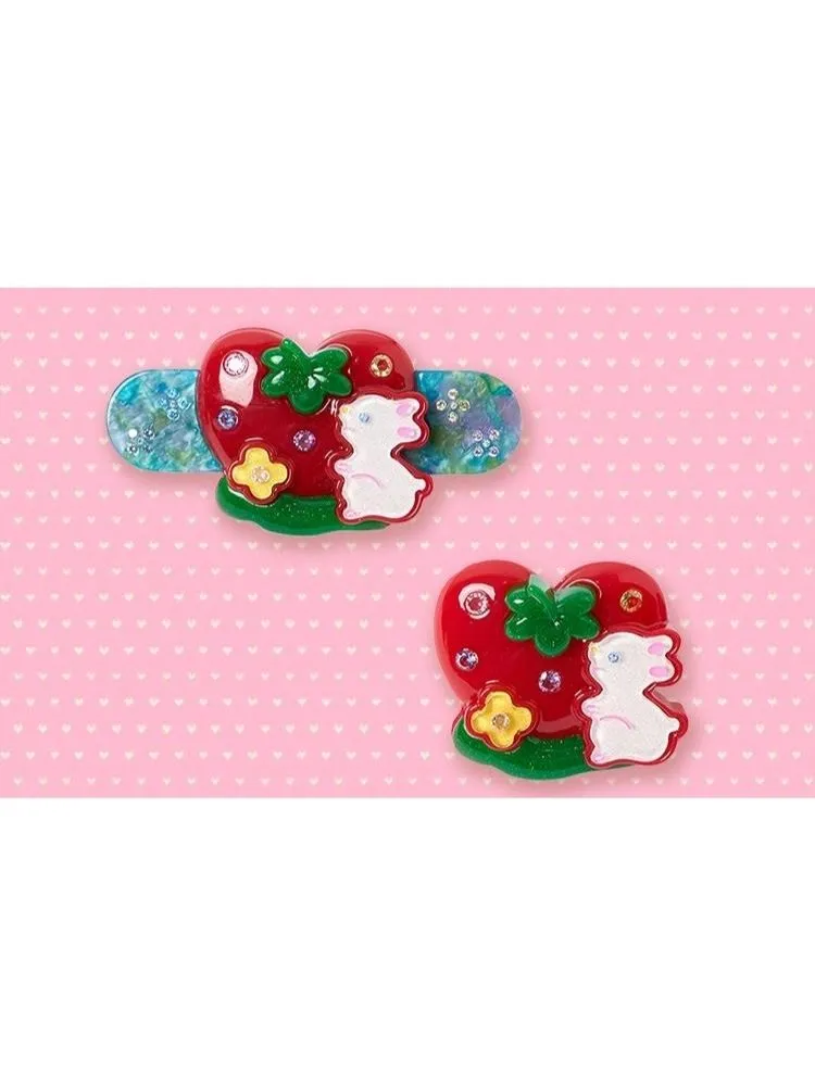 Strawberry bunny hairpin and ring【s0000003723】