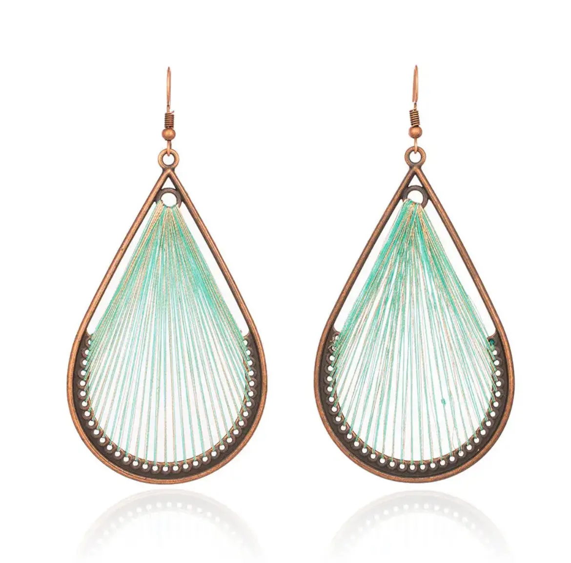 Turquoise Stringed Teardrop Earrings