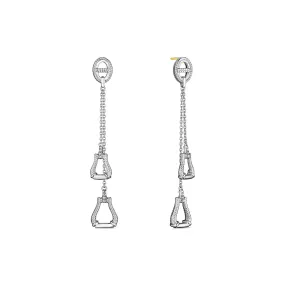 Vienna Double Stirrup Drop Earrings with Diamonds