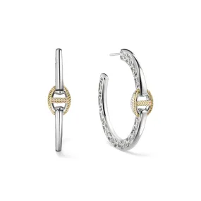 Vienna Single Link Hoop Earrings with 18K Gold