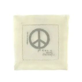 Walter Knabe Hand Printed Cocktail Napkin Set Peace For The Holidays Silver