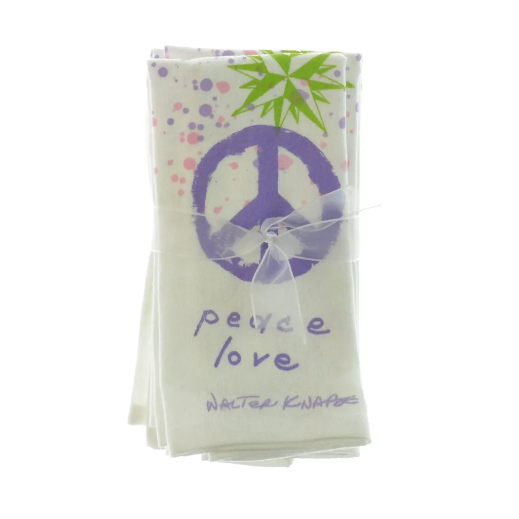 Walter Knabe Hand Printed Napkin  Peace Love