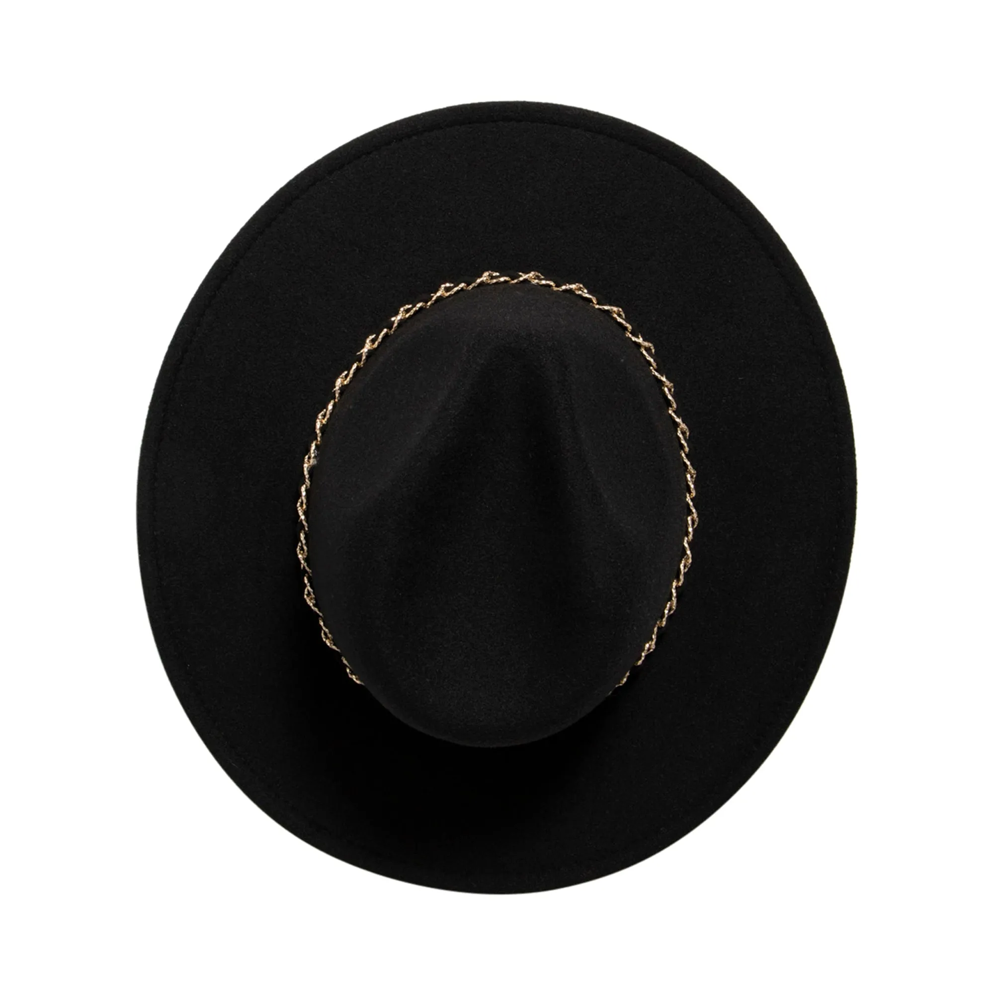 Women's Faux Felt Fedora W/ Gold Chain Trim