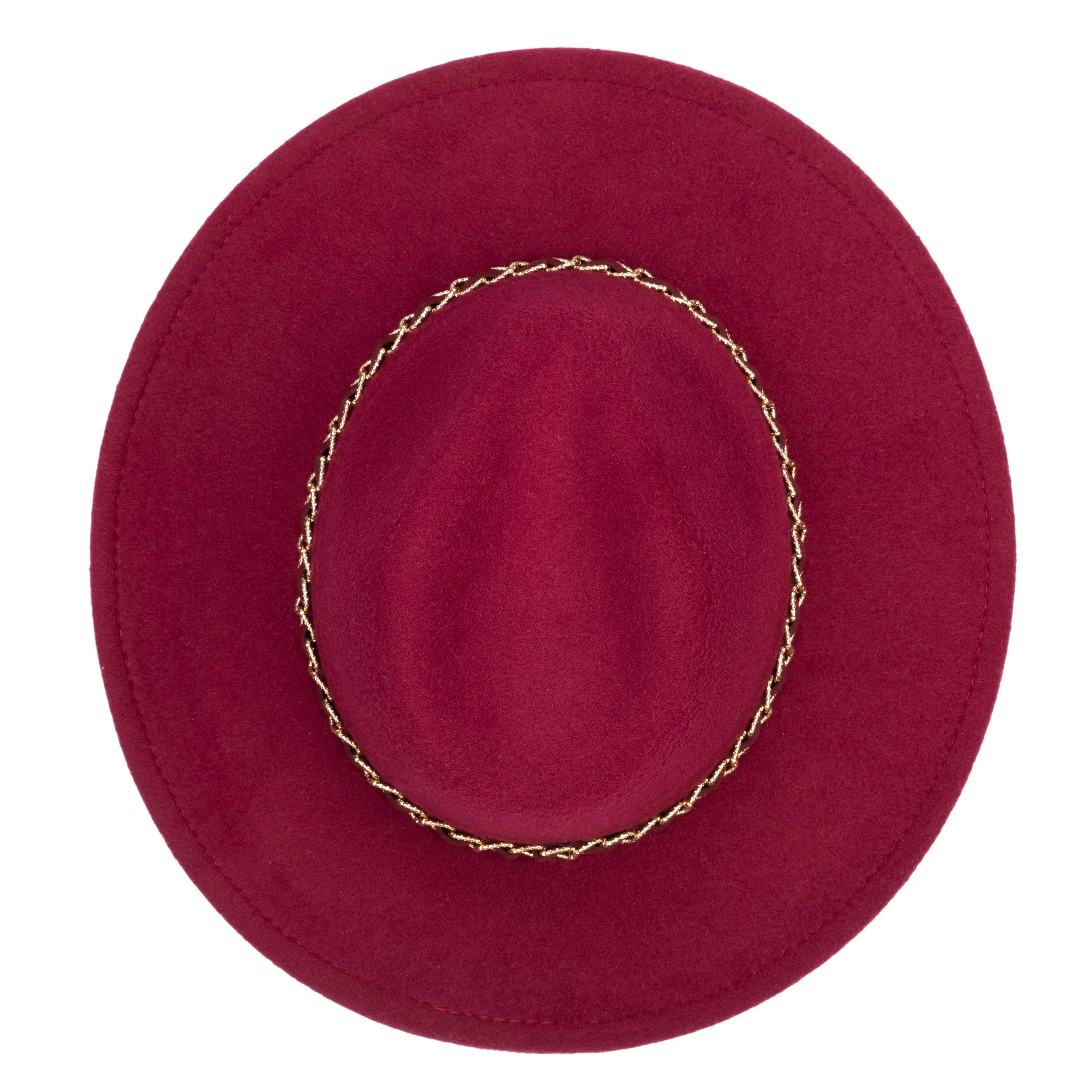 Women's Faux Felt Fedora W/ Gold Chain Trim