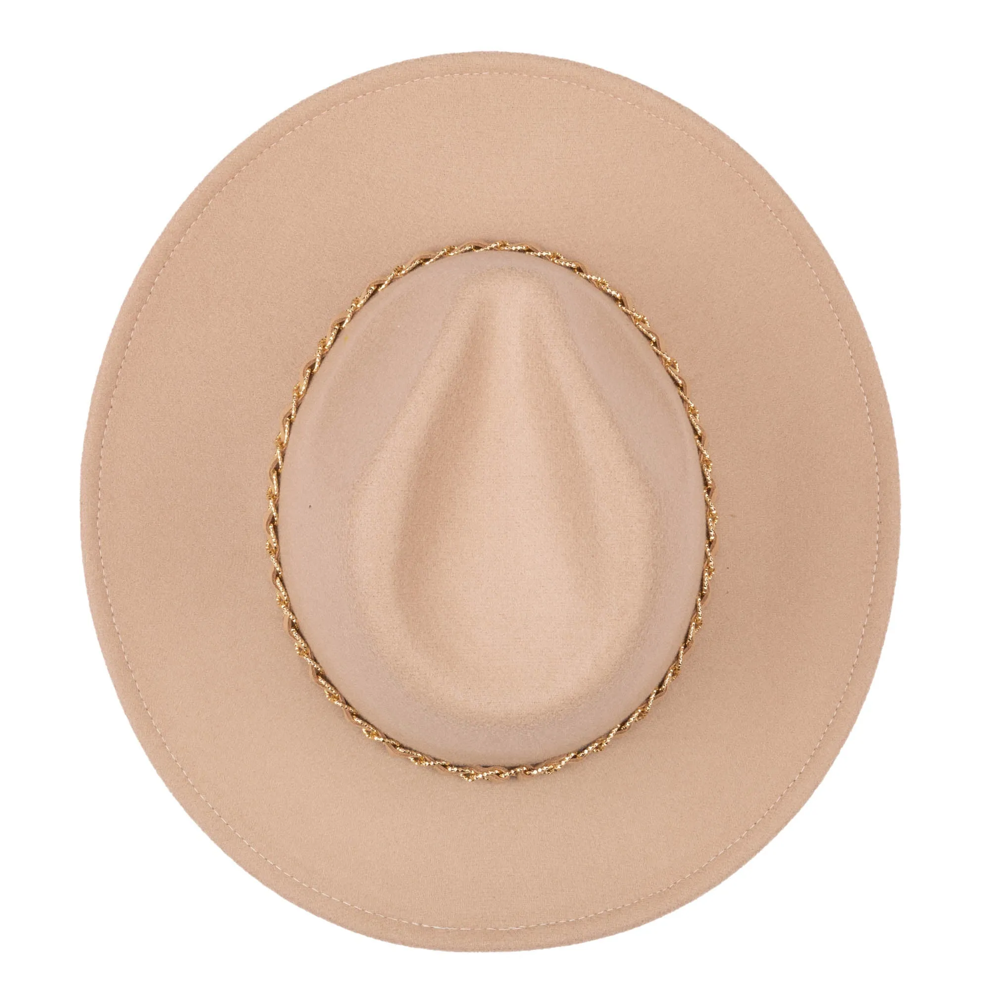 Women's Faux Felt Fedora W/ Gold Chain Trim